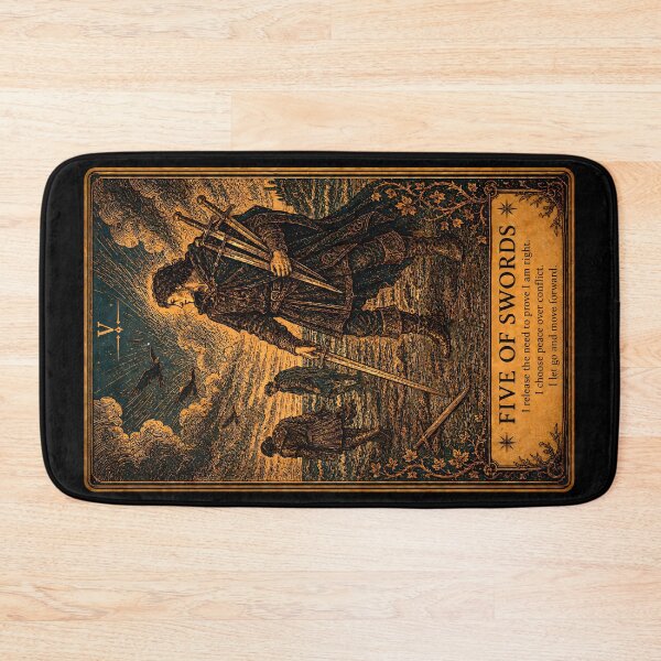 Item preview, Five of Swords Tarot Card - Conflict & Difficult Choices Illustrations designed and sold by ArcanaAbsolute.