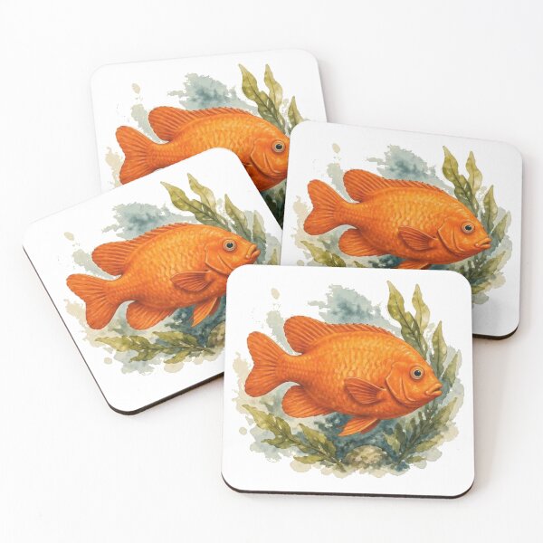 Item preview, Vibrant Garibaldi Fish Watercolor Art for Ocean Explorers designed and sold by Thegoldenline.