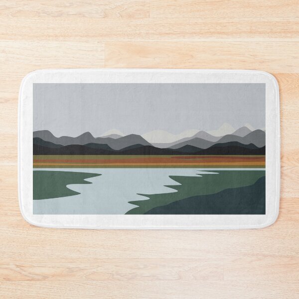 Item preview, Nordic River and Mountains Minimalist Landscape designed and sold by darkskinbender.