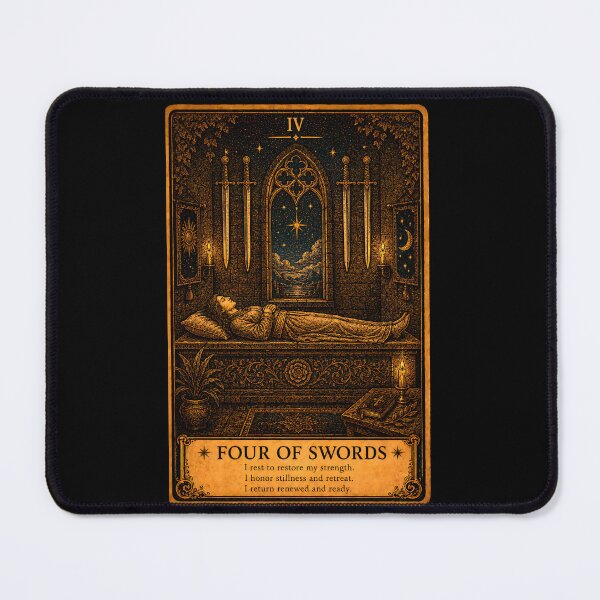 Item preview, Four of Swords Tarot Card - Recovery & Inner Peace Art designed and sold by ArcanaAbsolute.