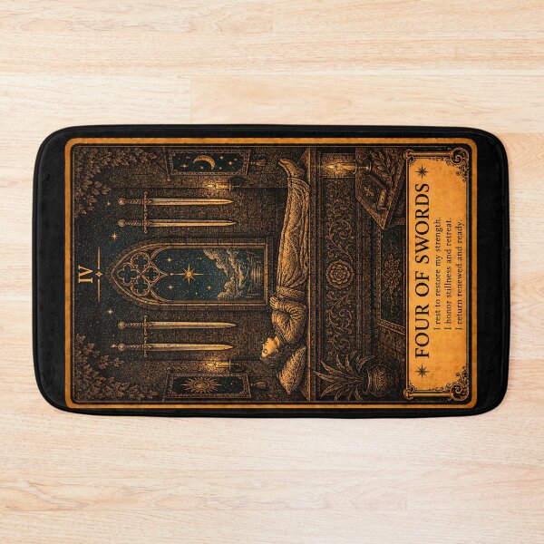 Item preview, Four of Swords Tarot Card - Recovery & Inner Peace Art designed and sold by ArcanaAbsolute.