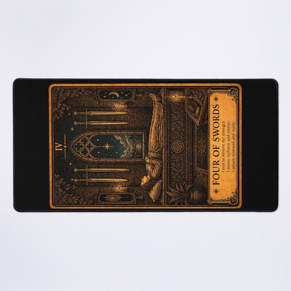 Item preview, Four of Swords Tarot Card - Recovery & Inner Peace Art designed and sold by ArcanaAbsolute.