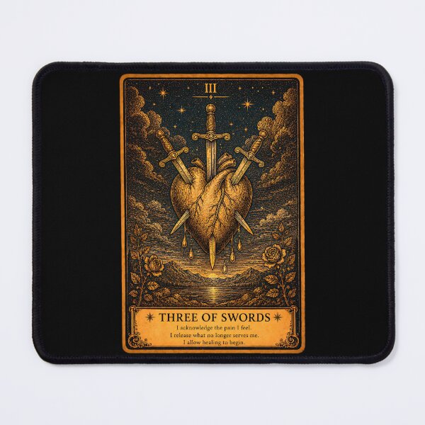 Item preview, Three of Swords Tarot Card - Heartbreak, Grief & Emotional Healing Illustration designed and sold by ArcanaAbsolute.