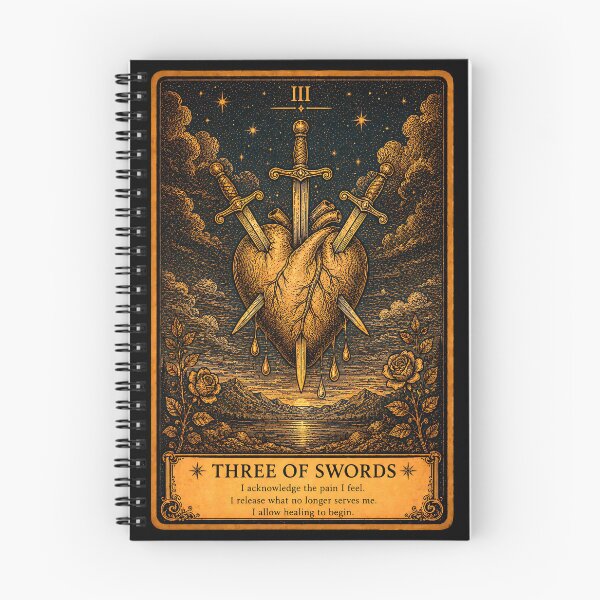 Item preview, Three of Swords Tarot Card - Heartbreak, Grief & Emotional Healing Illustration designed and sold by ArcanaAbsolute.