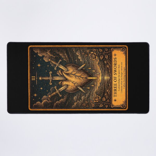 Item preview, Three of Swords Tarot Card - Heartbreak, Grief & Emotional Healing Illustration designed and sold by ArcanaAbsolute.