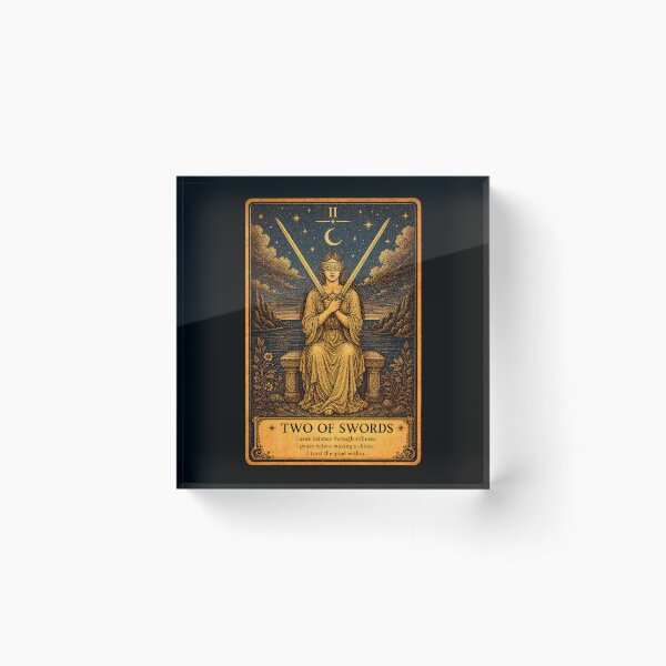 Item preview, Two of Swords Tarot Card Vintage Indecision & Inner Conflict Art designed and sold by ArcanaAbsolute.