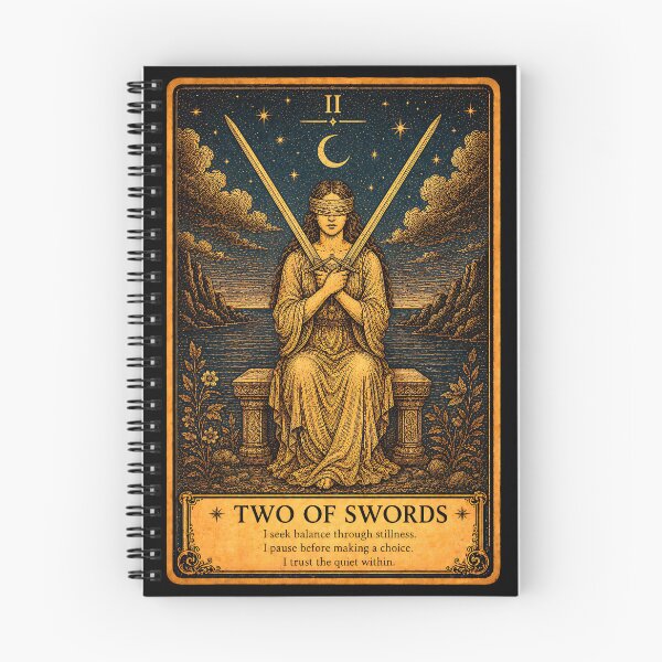 Item preview, Two of Swords Tarot Card Vintage Indecision & Inner Conflict Art designed and sold by ArcanaAbsolute.