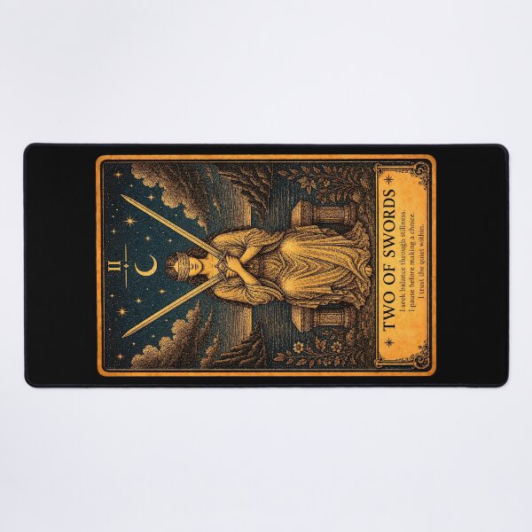 Item preview, Two of Swords Tarot Card Vintage Indecision & Inner Conflict Art designed and sold by ArcanaAbsolute.