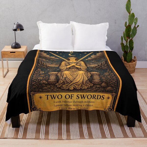 Item preview, Two of Swords Tarot Card Vintage Indecision & Inner Conflict Art designed and sold by ArcanaAbsolute.