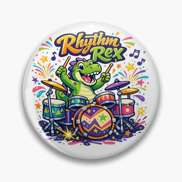 Item preview, Rhythm Rex Cute Dinosaur Drummer Colorful Music T Rex Art Design designed and sold by inkoutninja.