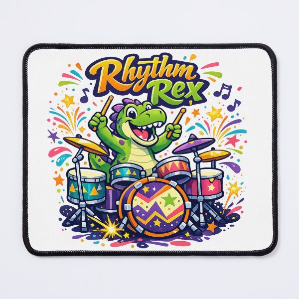 Item preview, Rhythm Rex Cute Dinosaur Drummer Colorful Music T Rex Art Design designed and sold by inkoutninja.