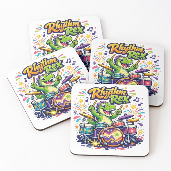Item preview, Rhythm Rex Cute Dinosaur Drummer Colorful Music T Rex Art Design designed and sold by inkoutninja.