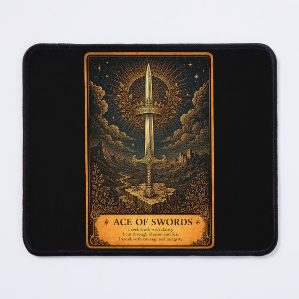 Item preview, Ace of Swords Tarot Card - Truth & Clarity Illustration designed and sold by ArcanaAbsolute.
