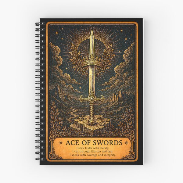 Item preview, Ace of Swords Tarot Card - Truth & Clarity Illustration designed and sold by ArcanaAbsolute.