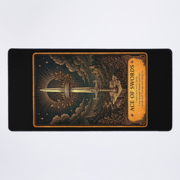 Item preview, Ace of Swords Tarot Card - Truth & Clarity Illustration designed and sold by ArcanaAbsolute.