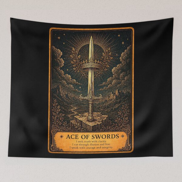 Item preview, Ace of Swords Tarot Card - Truth & Clarity Illustration designed and sold by ArcanaAbsolute.