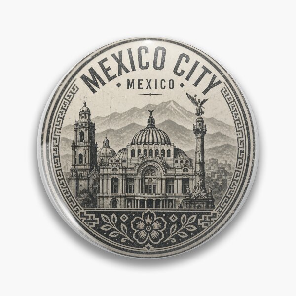 Item preview, Mexico City, Mexico – Vintage Monochrome Travel Badge designed and sold by Jandedan.