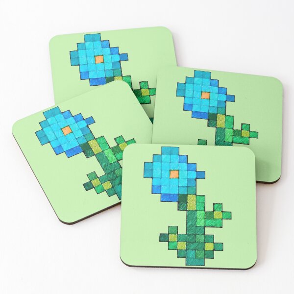 Item preview, Hand Drawn Cyan Pixel Flower designed and sold by Shift-Tab.