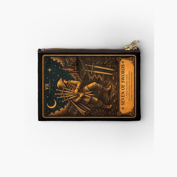Item preview, Seven of Swords Tarot Card - Secrecy & Hidden Truths Art designed and sold by ArcanaAbsolute.
