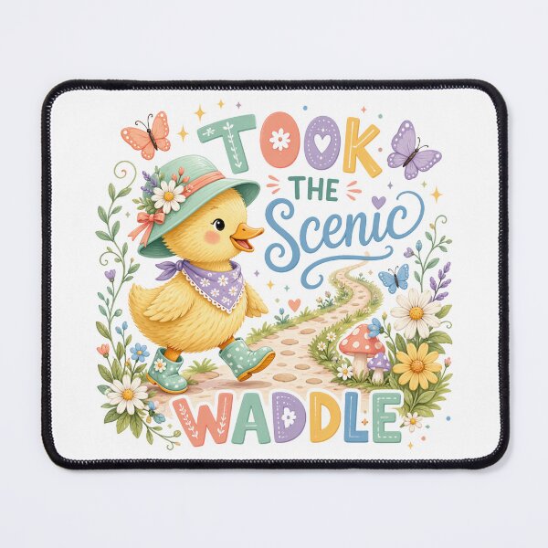 Item preview, Took the Scenic Waddle Cute Duck Cottagecore Adventure Floral Art Design designed and sold by inkoutninja.