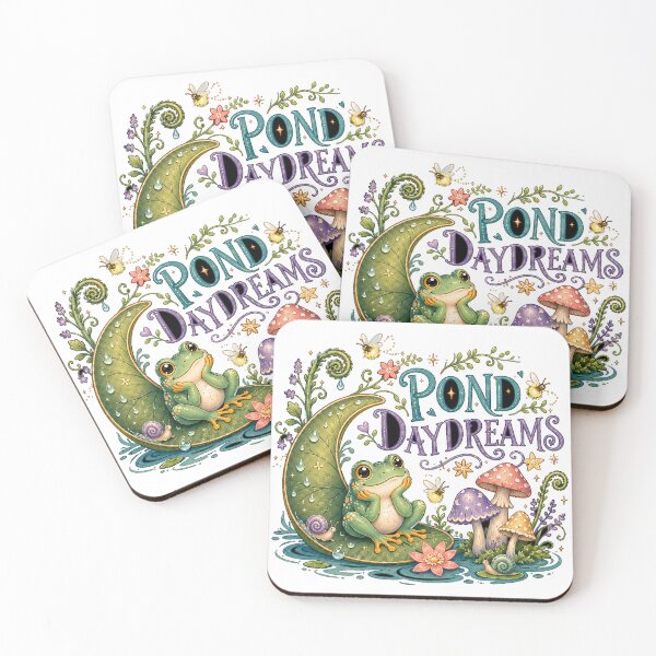 Item preview, Pond Daydreams Cute Frog Mushroom Cottagecore Whimsical Nature Art designed and sold by inkoutninja.