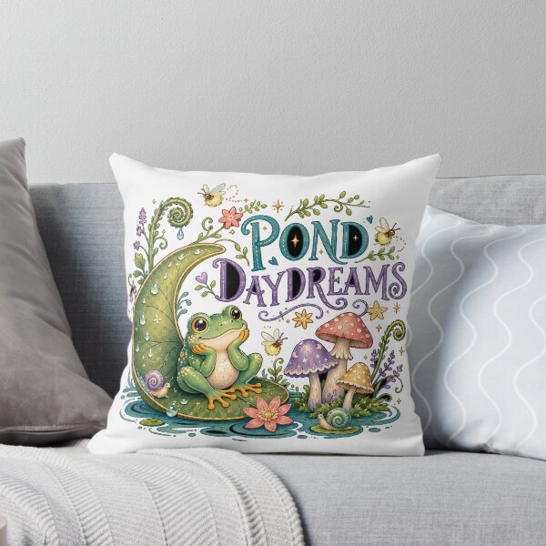 Item preview, Pond Daydreams Cute Frog Mushroom Cottagecore Whimsical Nature Art designed and sold by inkoutninja.