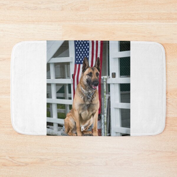 Item preview, Patriot Belgian Malinois Dog Behind American Flag designed and sold by VanGaldo.