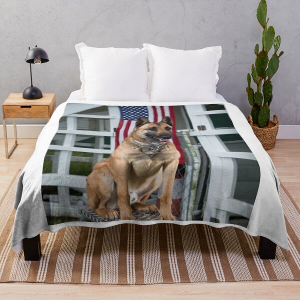 Item preview, Patriot Belgian Malinois Dog Behind American Flag designed and sold by VanGaldo.