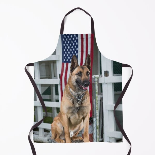 Item preview, Patriot Belgian Malinois Dog Behind American Flag designed and sold by VanGaldo.