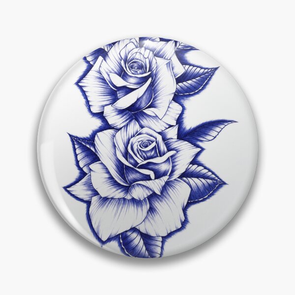 Item preview, Blue Ink Roses | Botanical Ballpoint Floral Art designed and sold by Blackwater and Bloom.