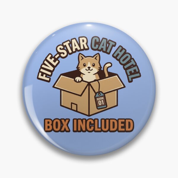 Item preview, Five-star cat hotel of a cat in a cardboard box designed and sold by BiniClicks.