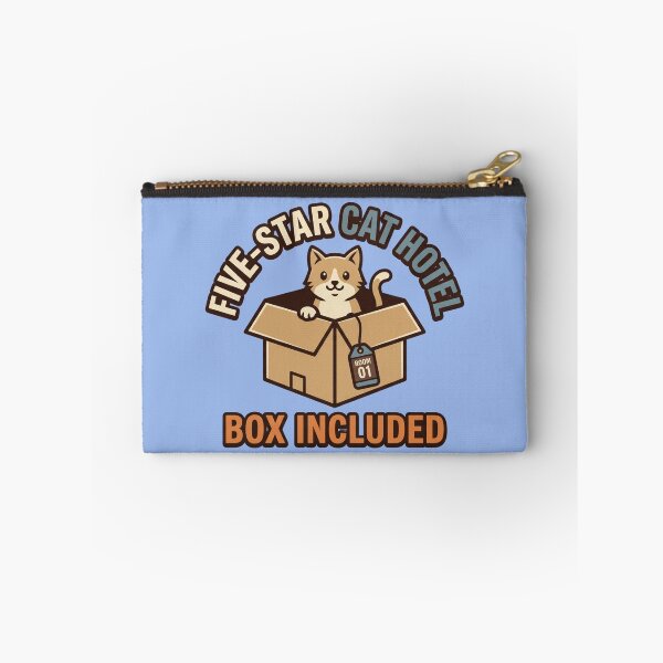 Item preview, Five-star cat hotel of a cat in a cardboard box designed and sold by BiniClicks.