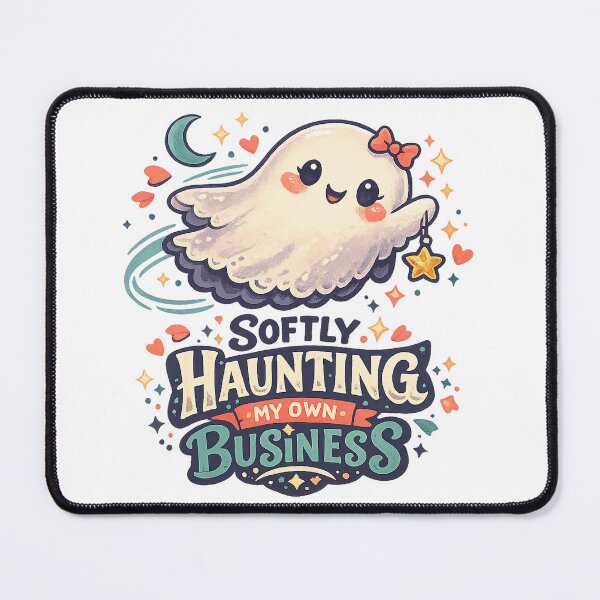 Item preview, Softly Haunting My Own Business Cute Ghost Kawaii Halloween Art Design designed and sold by inkoutninja.