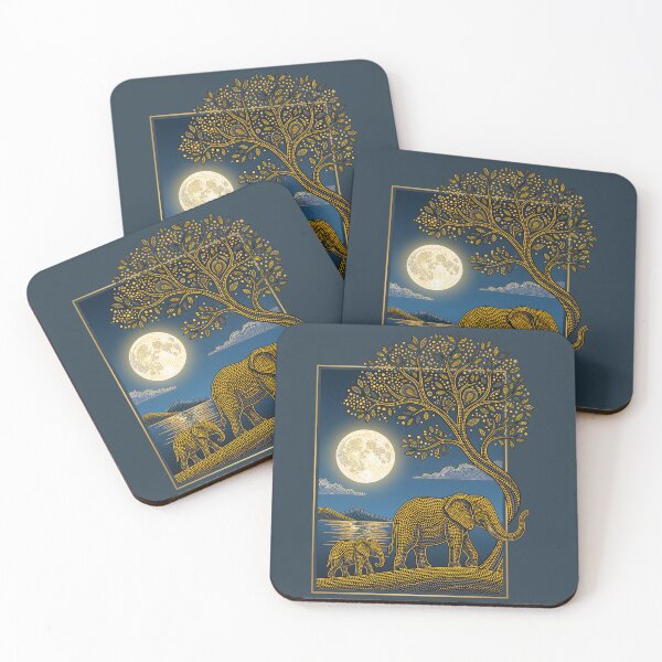 Item preview, Elephants in the Moonlight Illustration designed and sold by Museum Of Non-Existing Art.