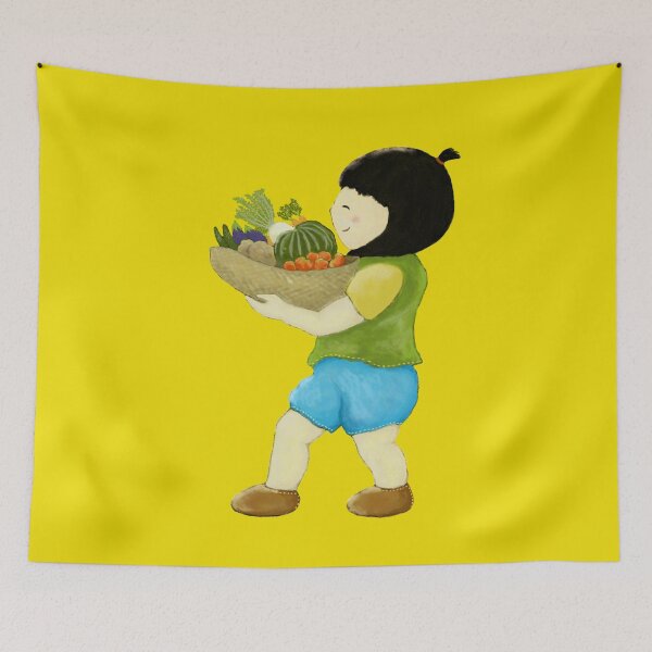 Item preview, A girl gathering vegetables designed and sold by greenPQBstudio.