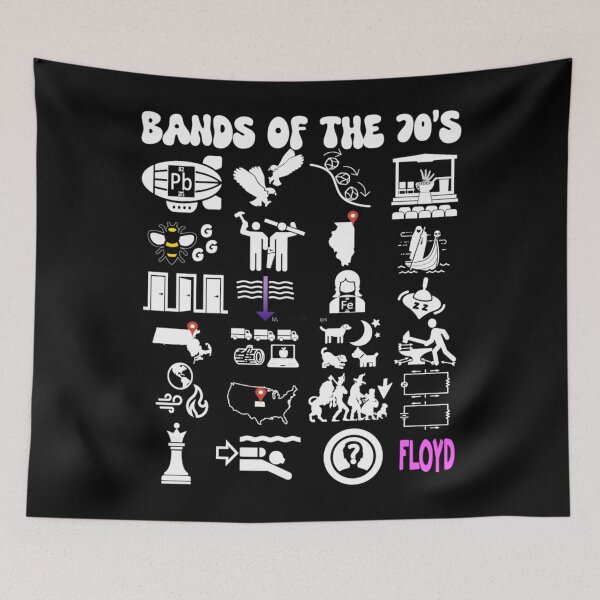 Item preview, funny nerdy iconic rock bands of the 70s white text designed and sold by JoannaLabbato1.