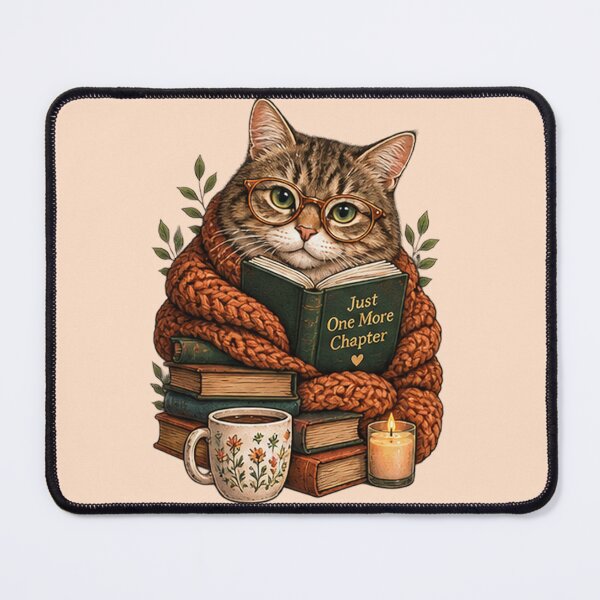 Item preview, Just One More Chapter Cat Reading Sticker | Cozy Bookworm Cat Lover Gift designed and sold by DrAsmaaMohamed.