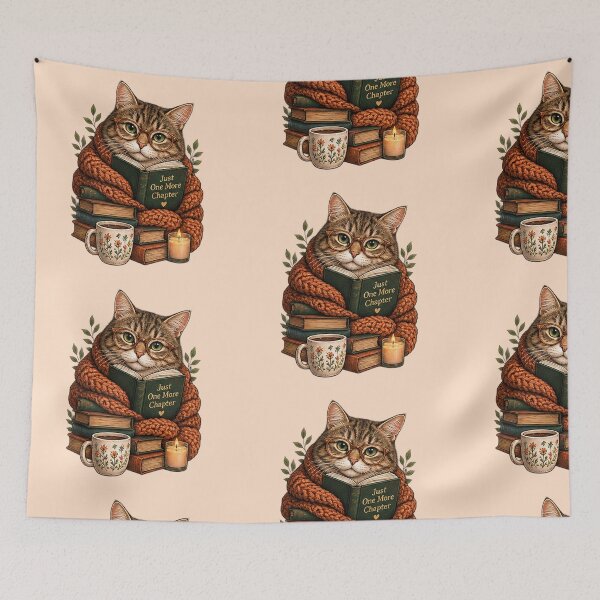 Item preview, Just One More Chapter Cat Reading Sticker | Cozy Bookworm Cat Lover Gift designed and sold by DrAsmaaMohamed.