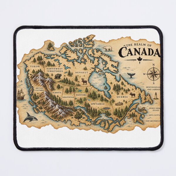 Item preview, Canada Fantasy Map – Vintage Antique Canadian Cartography designed and sold by Mahmoud Salah.