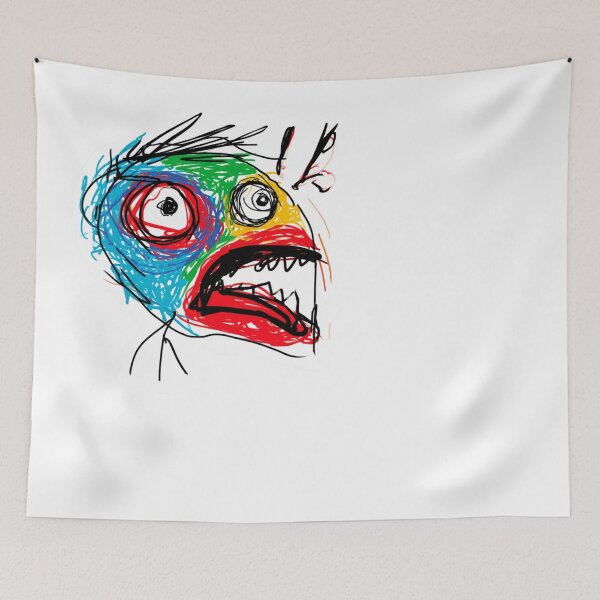 Item preview, Colorful Abstract Scribble Art Monster Face designed and sold by NicolasGlowArt.
