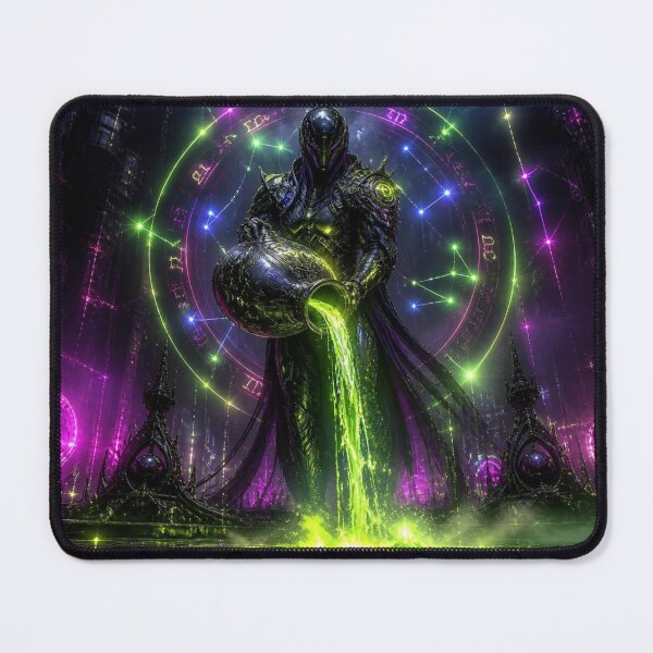 Item preview, Cyberpunk Aquarius Zodiac - Neon Biomechanical Water Bearer designed and sold by LazyDayzCo.