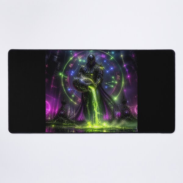 Item preview, Cyberpunk Aquarius Zodiac - Neon Biomechanical Water Bearer designed and sold by LazyDayzCo.