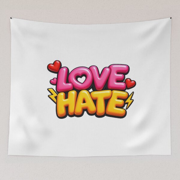 Item preview, LOVE HATE 3D Glossy Bubble designed and sold by MR4me.