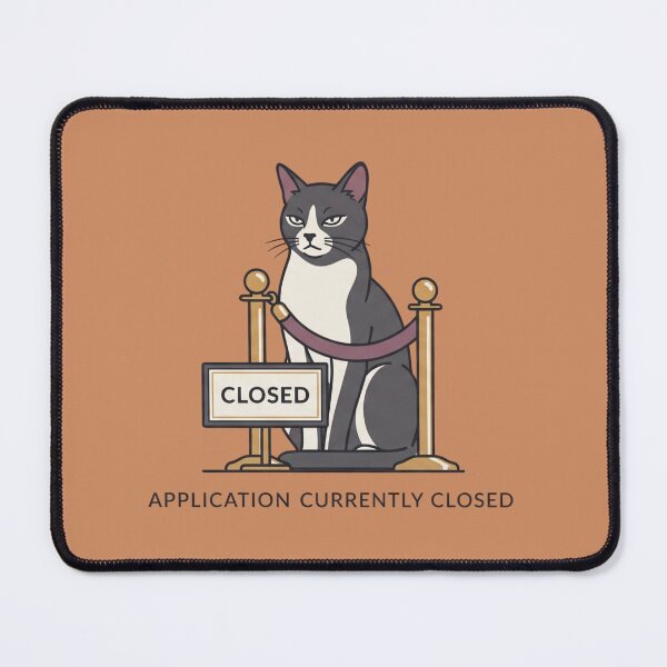 Item preview, A funny cat featuring a cat behind a velvet rope with "Petting Permission Applications Currently Closed" designed and sold by BiniClicks.