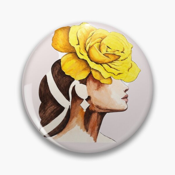 Item preview, Yellow Rose Woman Portrait | Floral Headdress Watercolor Art designed and sold by Blackwater and Bloom.