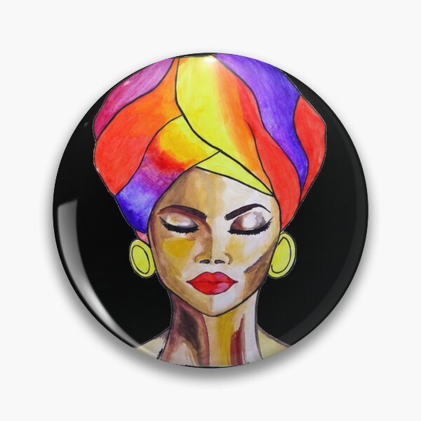 Item preview, Colorful Headwrap Portrait | Vibrant Woman Illustration designed and sold by Blackwater and Bloom.