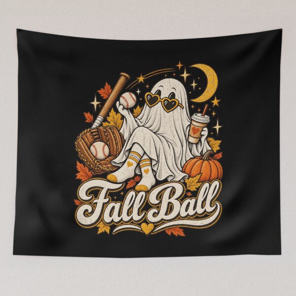 Item preview, Fall Ball Cute Ghost Baseball Autumn Sports Retro Design designed and sold by SEINENGAPPI19.