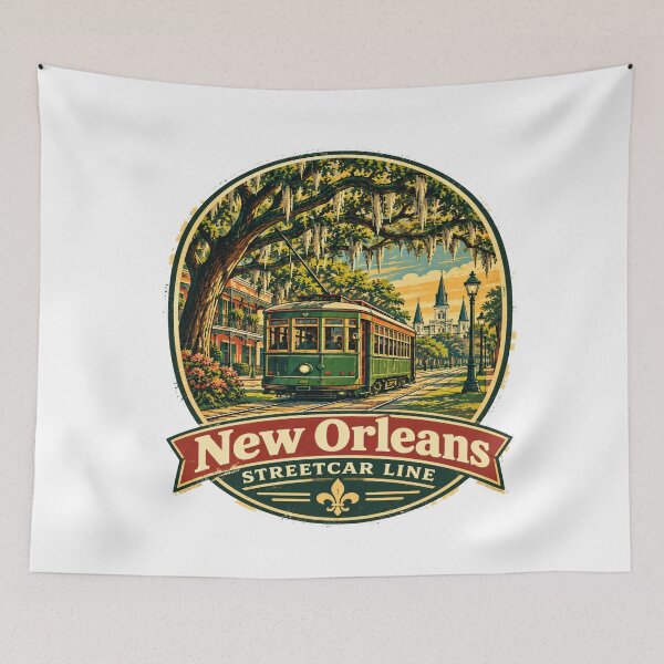 Item preview, New Orleans Streetcar Vintage Travel Poster designed and sold by Globalcitytees.