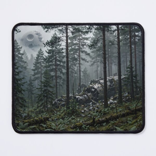 Item preview, Damaged Death Star Above Misty Forest Crash designed and sold by Late Theory.