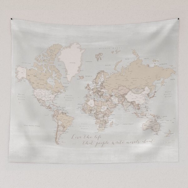 Item preview, Live the life that people write novels about rustic world map designed and sold by blursbyai.